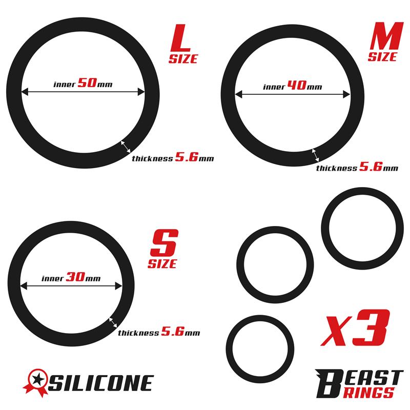 Set of 3 Penis Rings Silicone S M and L