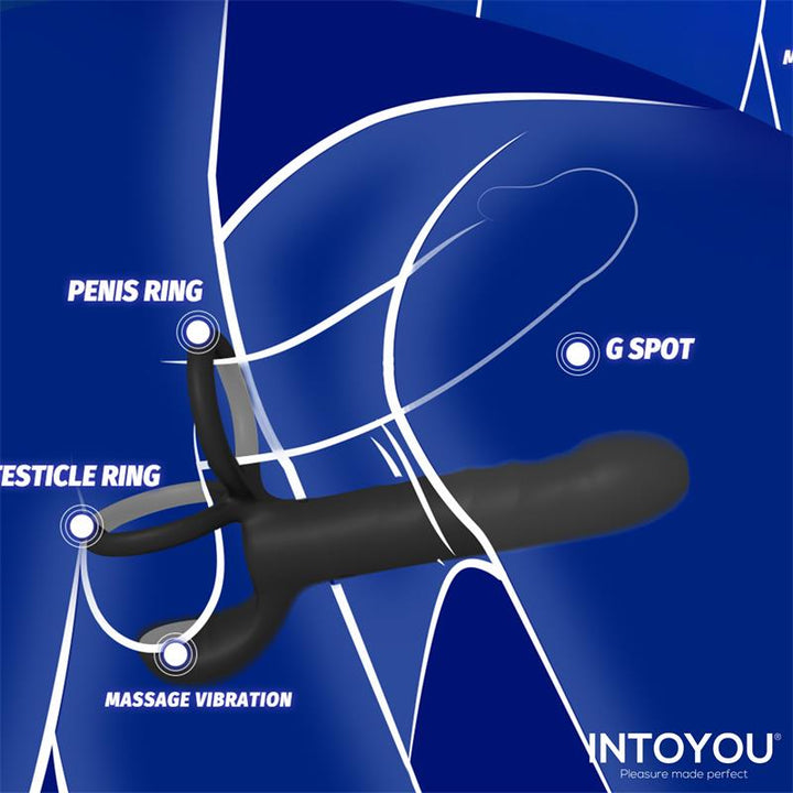 Magnor Dildo with Double Ring and Balls Stimulator