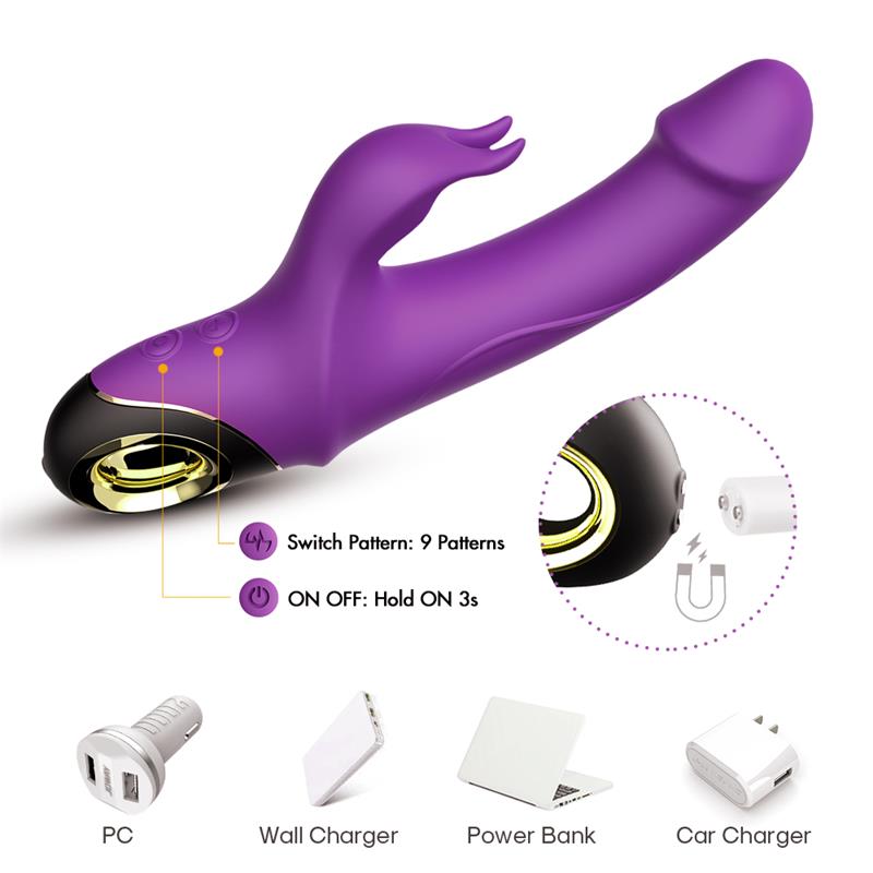360º Rotation Rabbit Vibrator Purple