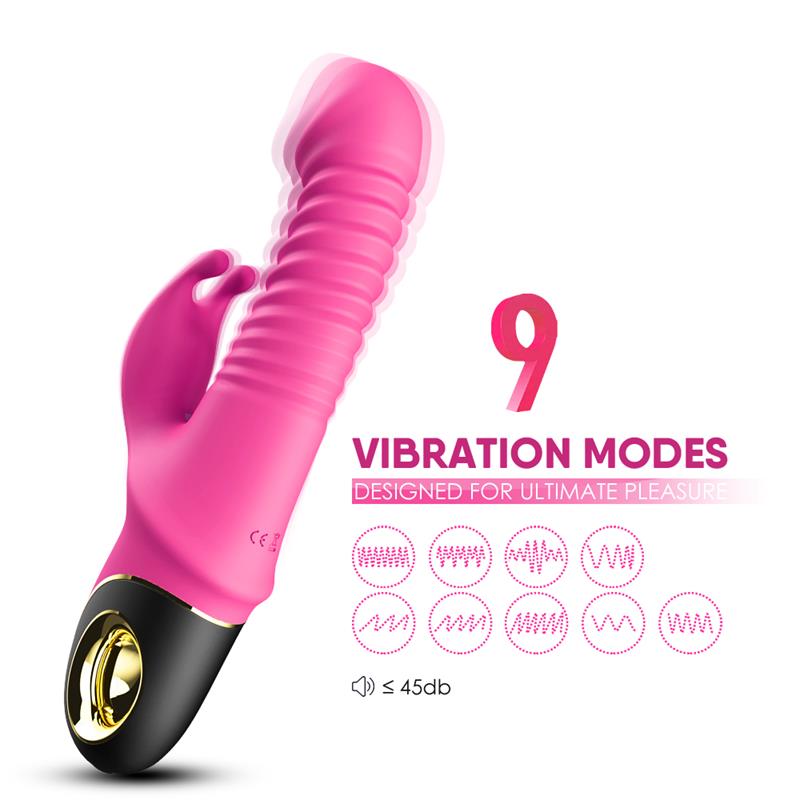Vibrator with Thrusting and 360º Wiggling Pink