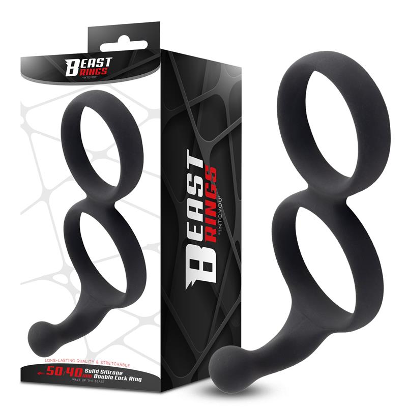 Double Penis Ring Solid Silicone 50 40 mm