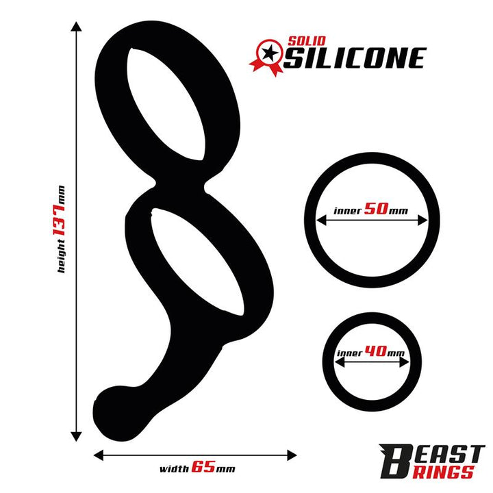 Double Penis Ring Solid Silicone 50 40 mm