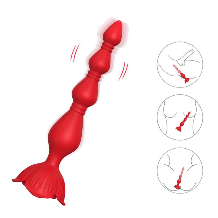 Vibrating Anal Beads with Rose Base