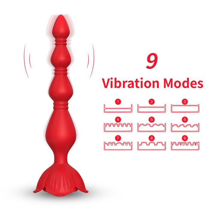 Vibrating Anal Beads with Rose Base