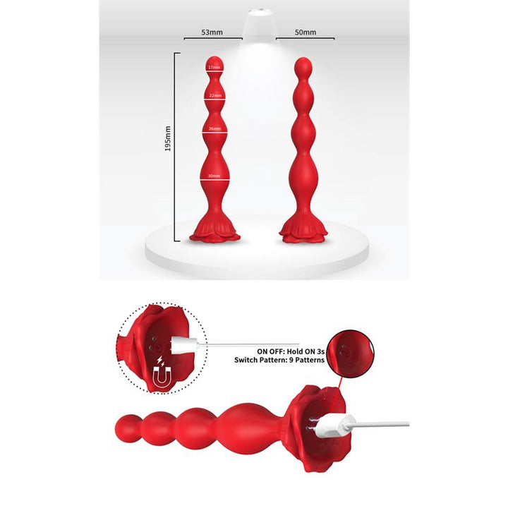 Vibrating Anal Beads with Rose Base