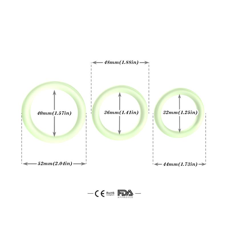 Set of 3 rings Glow in the Dark