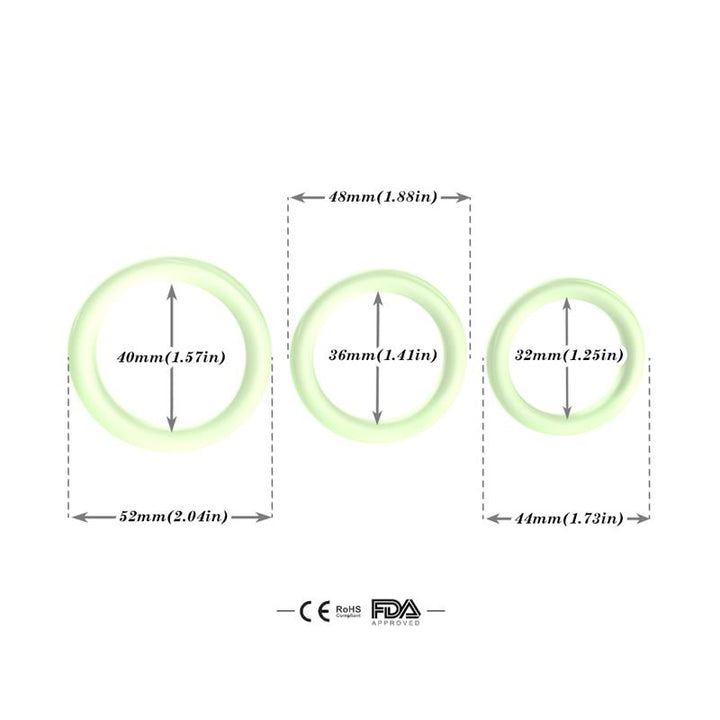 Set of 3 rings Glow in the Dark