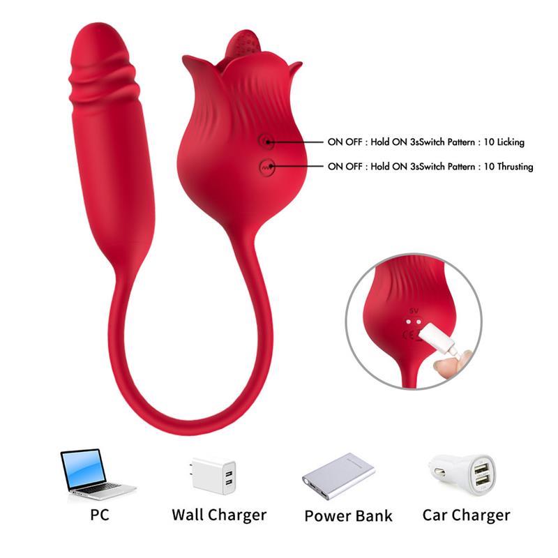Vibrating Rose with Thrusting and Licking USB