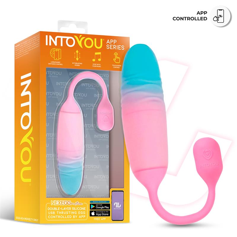 NexEgg Motion Vibrating Egg with Thrusting App Pink Turquoise