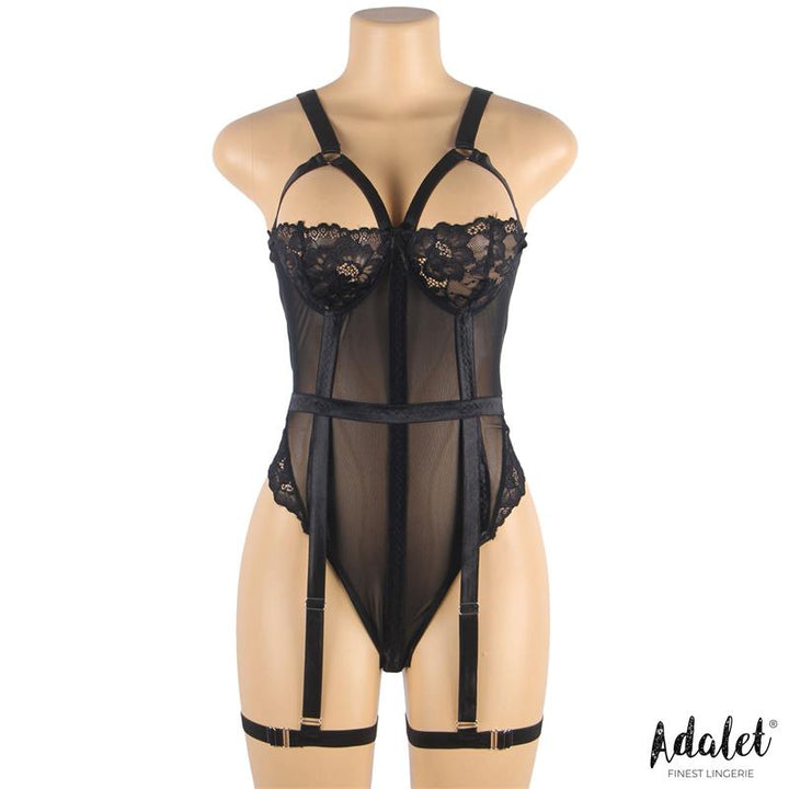 Ariana Teddy with Garter Belt and Leg Rings Black