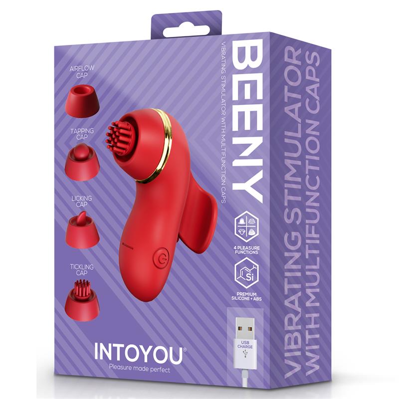 Beeny Stimulator with 4 Caps Suction Tapping Tickling and Licking