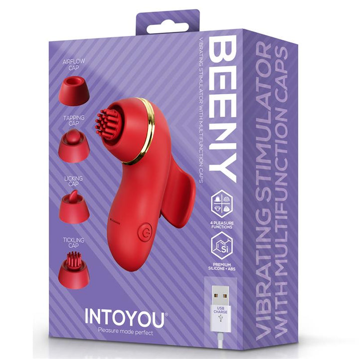 Beeny Stimulator with 4 Caps Suction Tapping Tickling and Licking