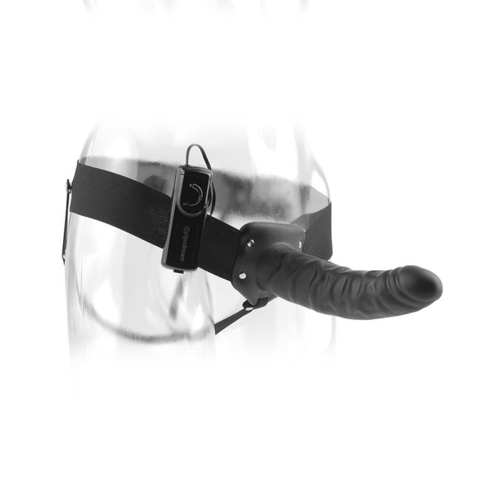 Strap On with Vibrating Hollow Dildo 8 Black