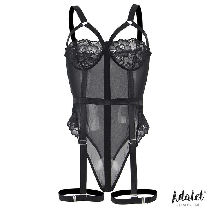 Ariana Teddy with Garter Belt and Leg Rings Black
