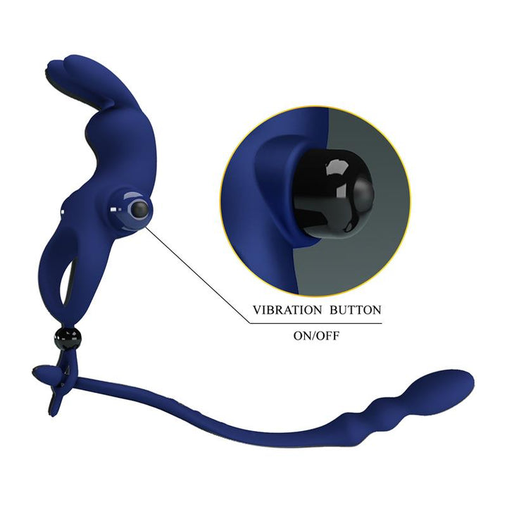 Vibrating Penis Ring with Anal Chain