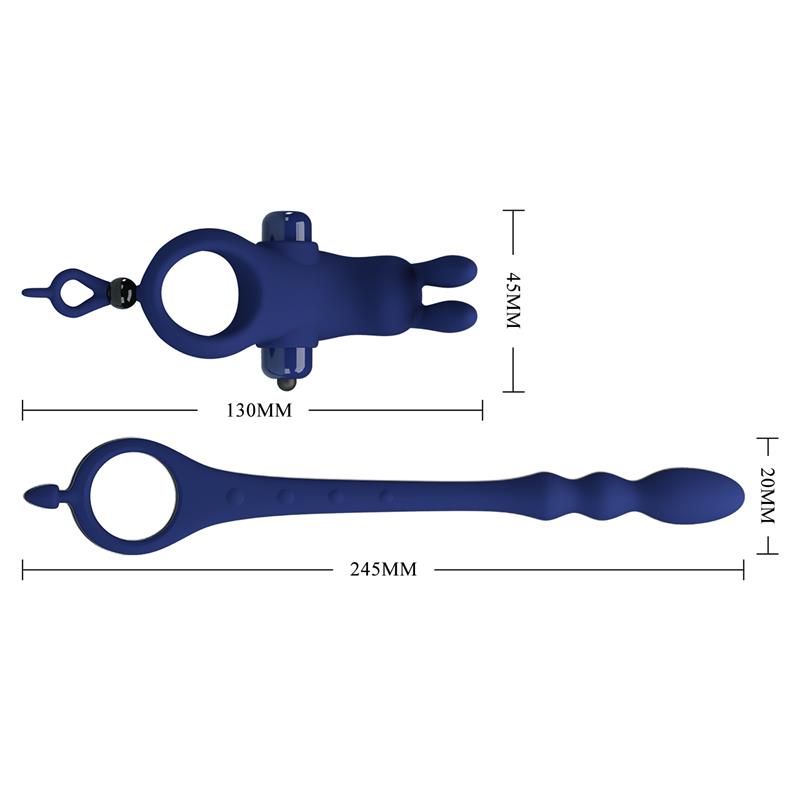 Vibrating Penis Ring with Anal Chain