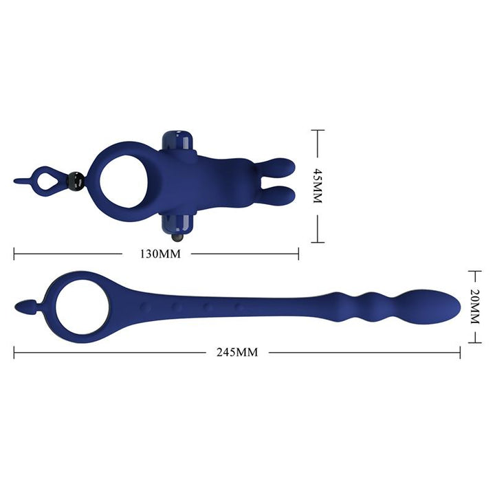 Vibrating Penis Ring with Anal Chain