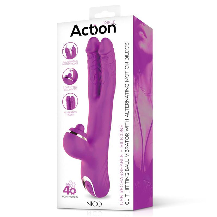 Nico Vibe with Clit Hitting Ball and Alternating Dildos