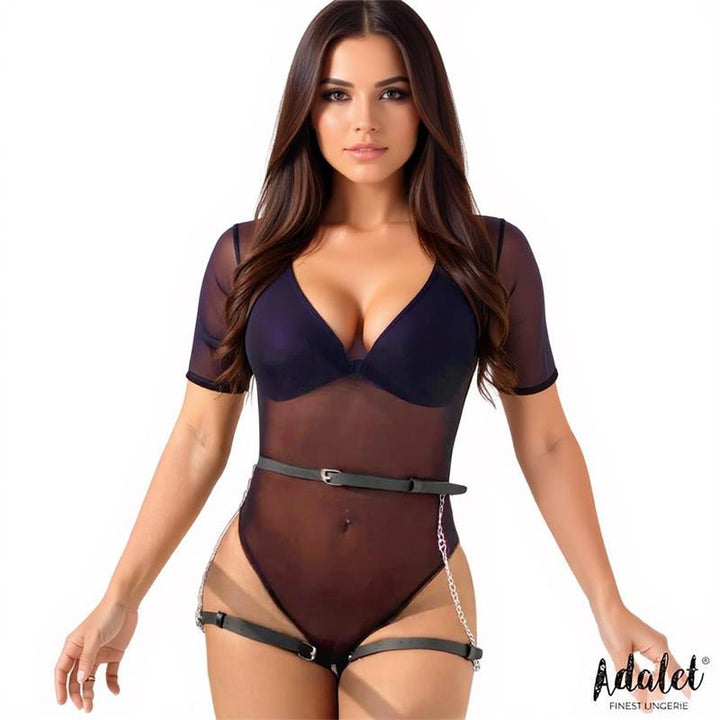 Oriana Vegan Leather Belt Harness with Chain One size