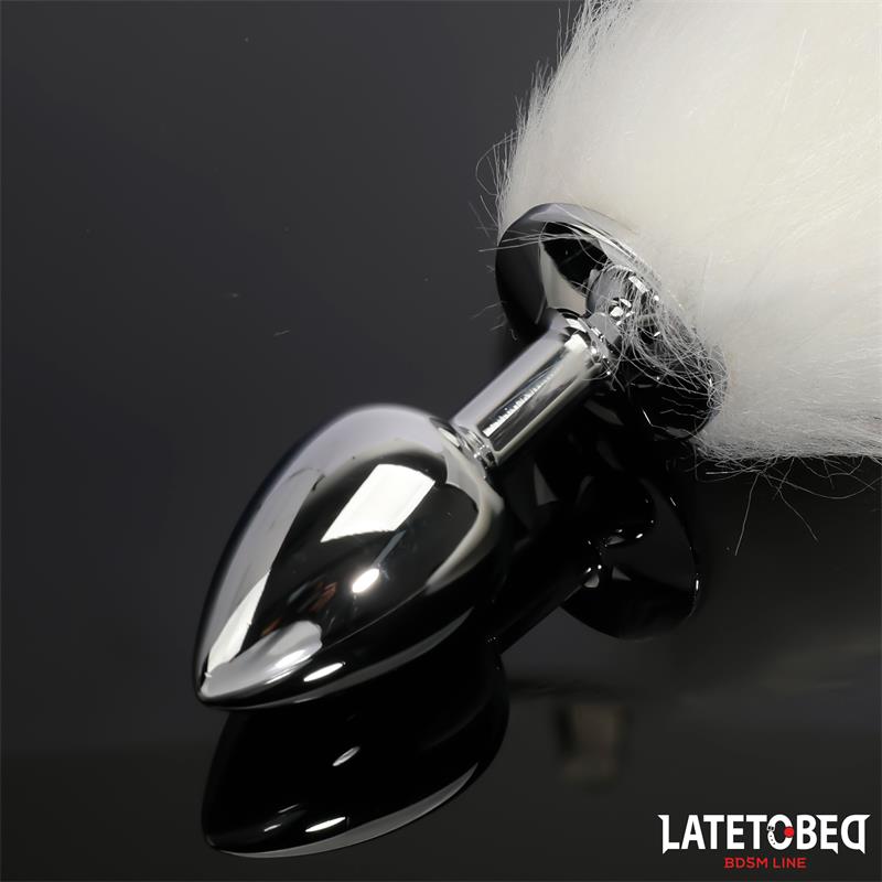 Anal plug with tail White 40 cm