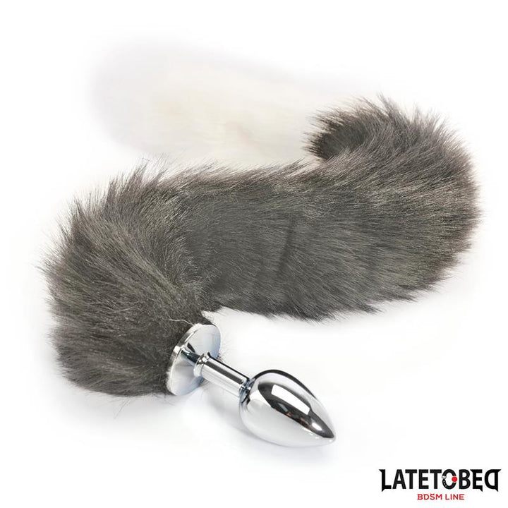 Anal plug with tail Gray and White 40 cm