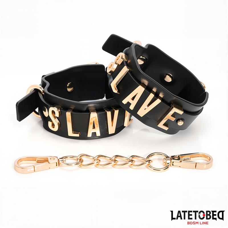 SLAVE Handcuff with Golden Chain