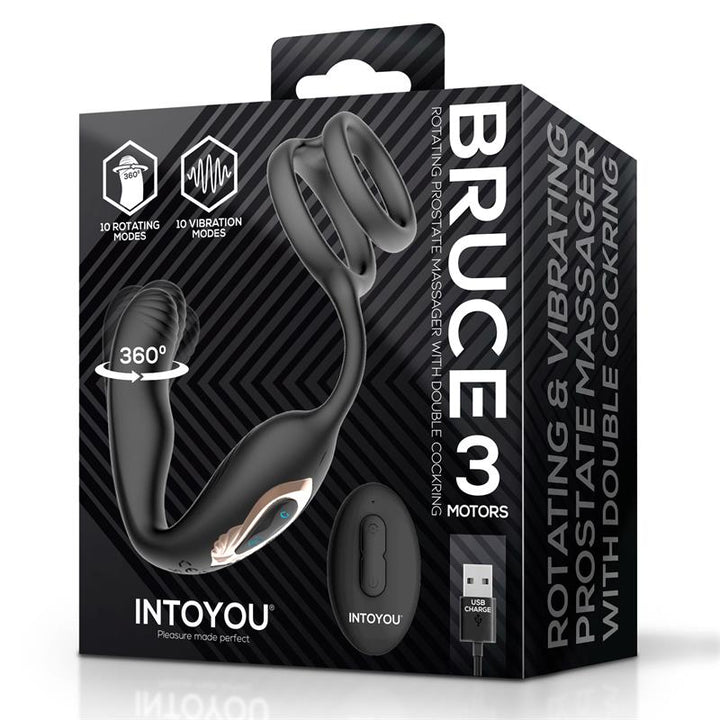 Bruce Prostate Massager 360º with Double Cockring with Vibration