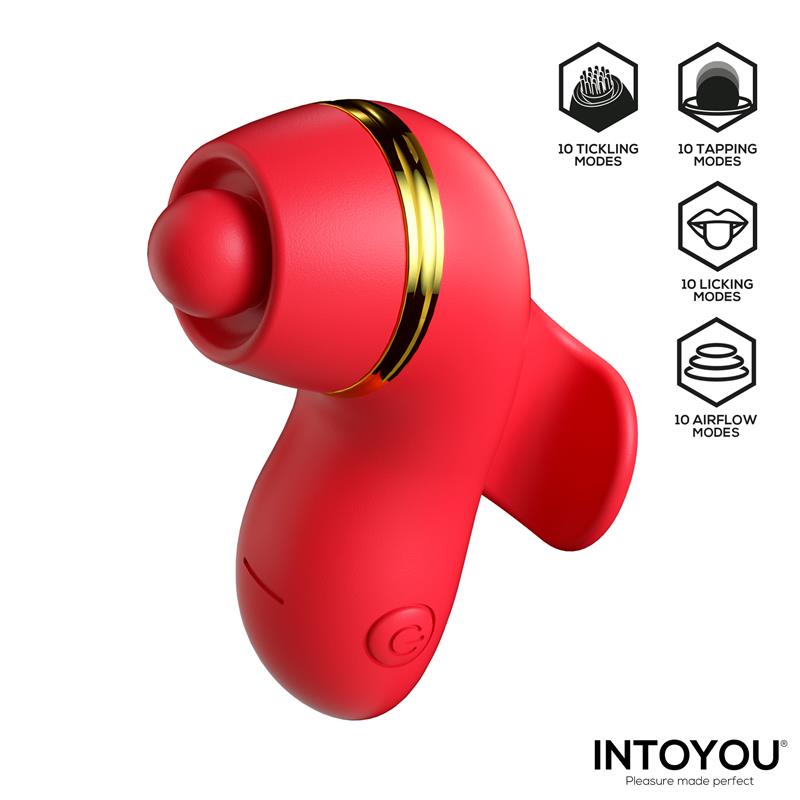 Beeny Stimulator with 4 Caps Suction Tapping Tickling and Licking