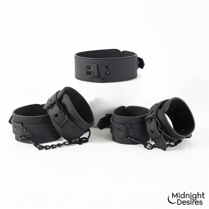 Restraint Set with Collar with Leash and Cuffs