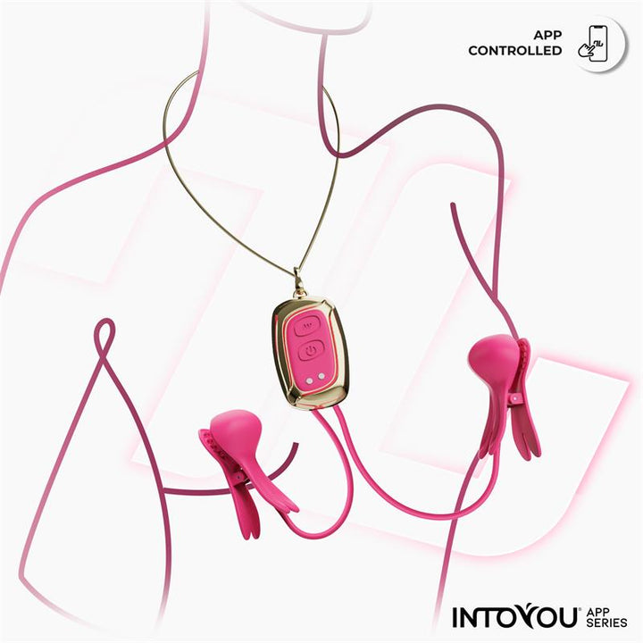Tickly Nipple Clamps ith Vibration Remote and Necklace with App